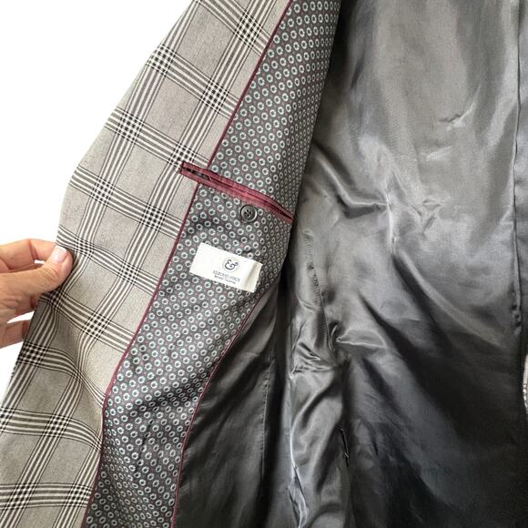 Kilburne + Finch Plaid Sport Coat Gray Black Blazer 46L Tailored Fit workwear - Picture 10 of 10